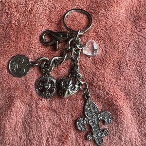 Kathy Van Zeeland Silver Keychain with Charms